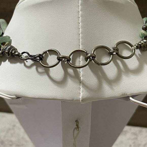 Handmade Genuine Agate Stone Three Row Silver Tone Choker Boho Necklace 14"-16" - Picture 7 of 9